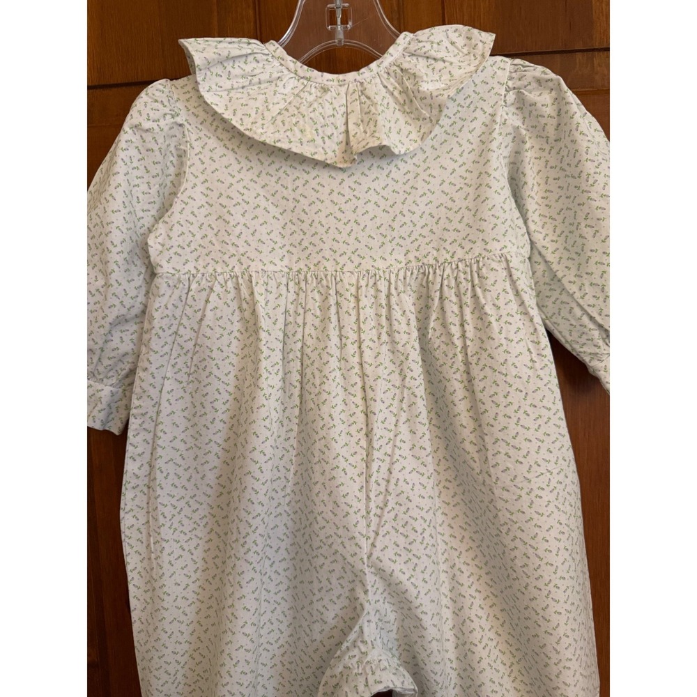 Two Girls and a Boy Long‎ Sleeve Collared Romper Toddler 18 Months White Floral